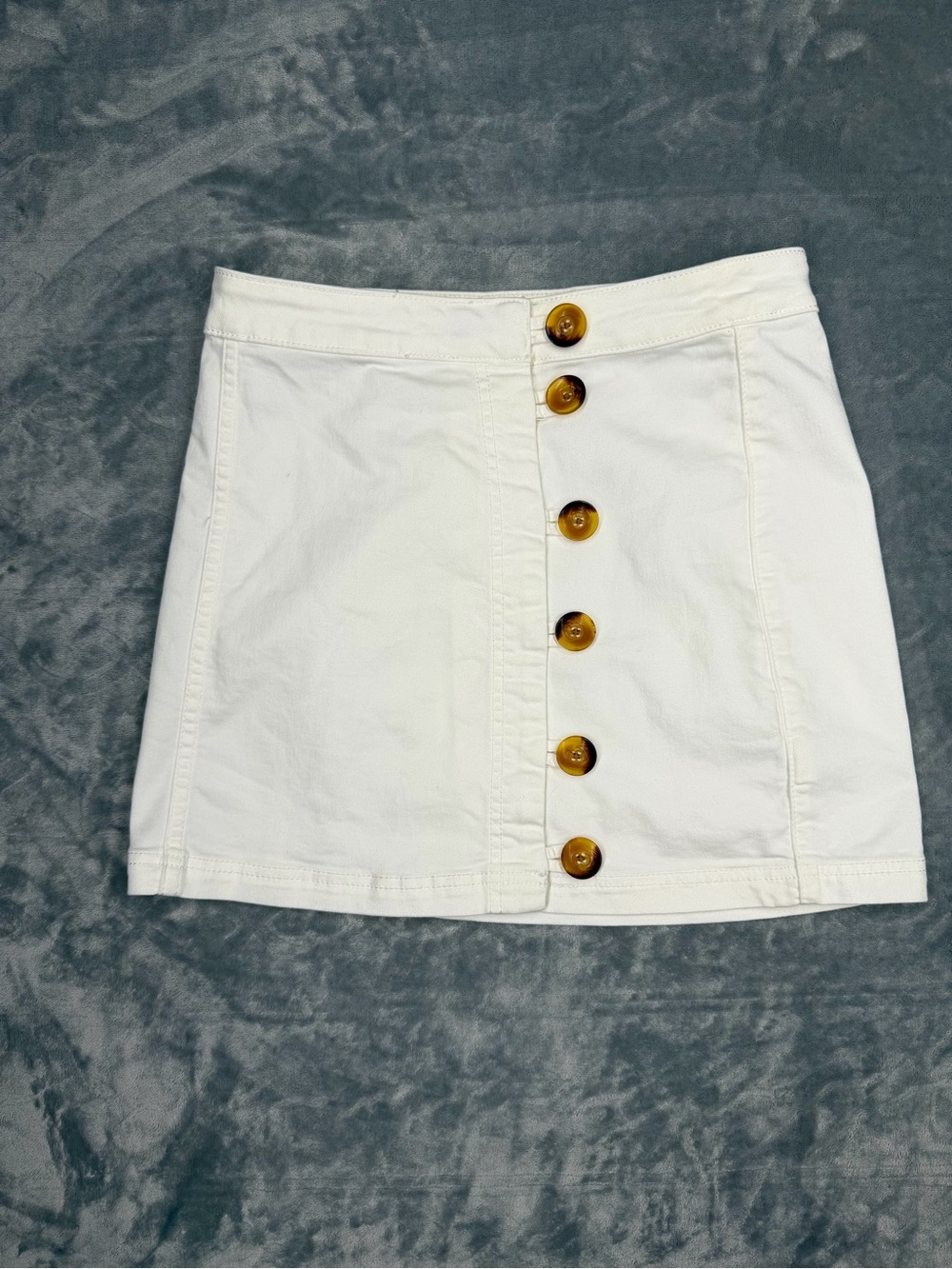 Free People White Button-Front Mini Skirt
